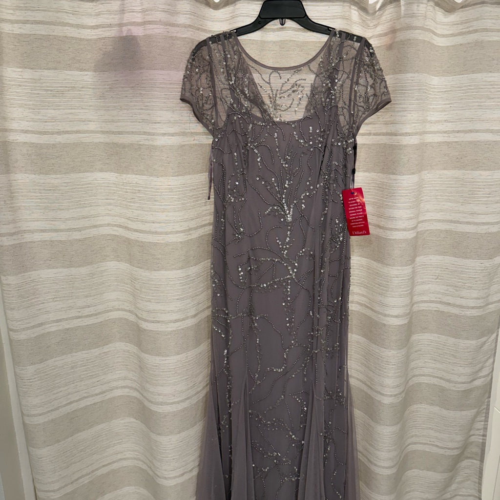Adrianna Papell Lavender Sequin Maxi Gown